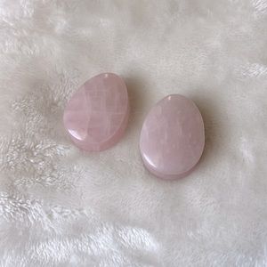 🔴 1" Crystal Rose Quartz Tear Drop Shape Gauges